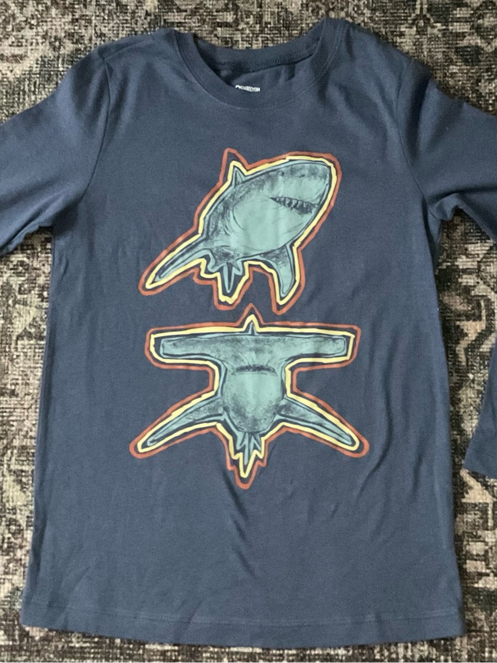 Boys' Navy Long-Sleeve Shark Graphic Tee